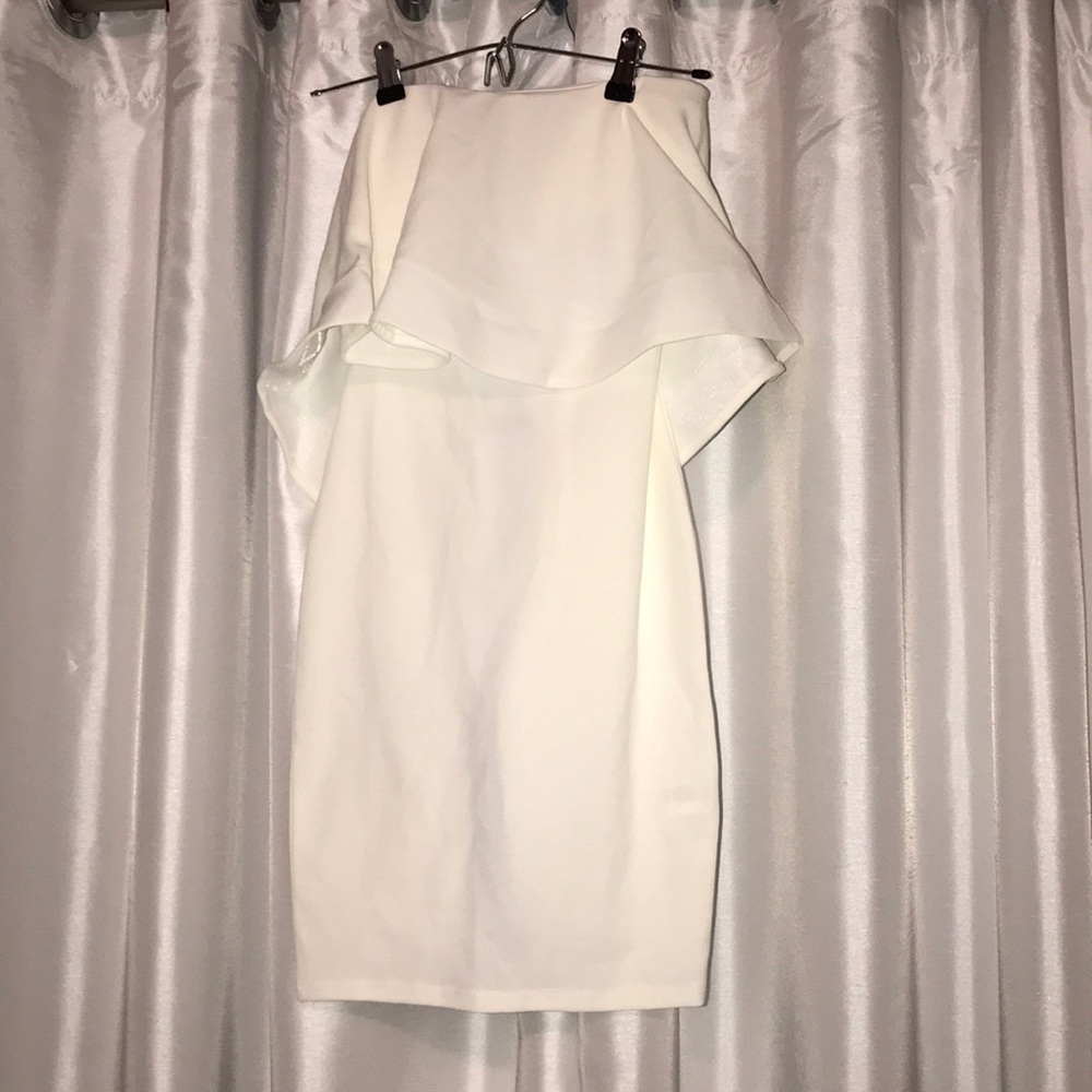 White tube ruffle top dress